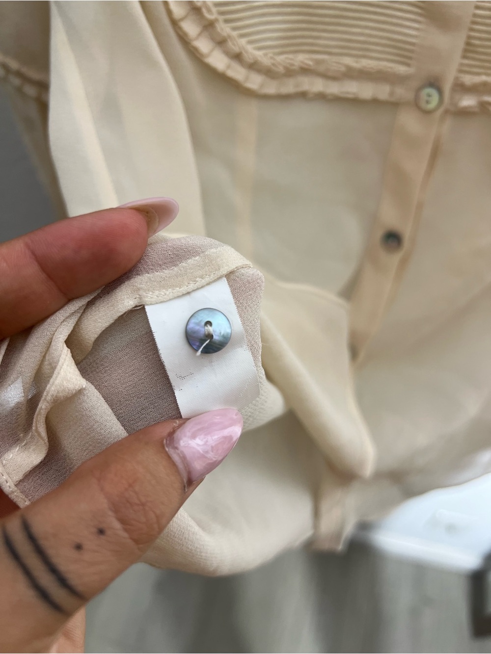 STUDIO M • pleated beige silk blouse - Picture 6 of 8